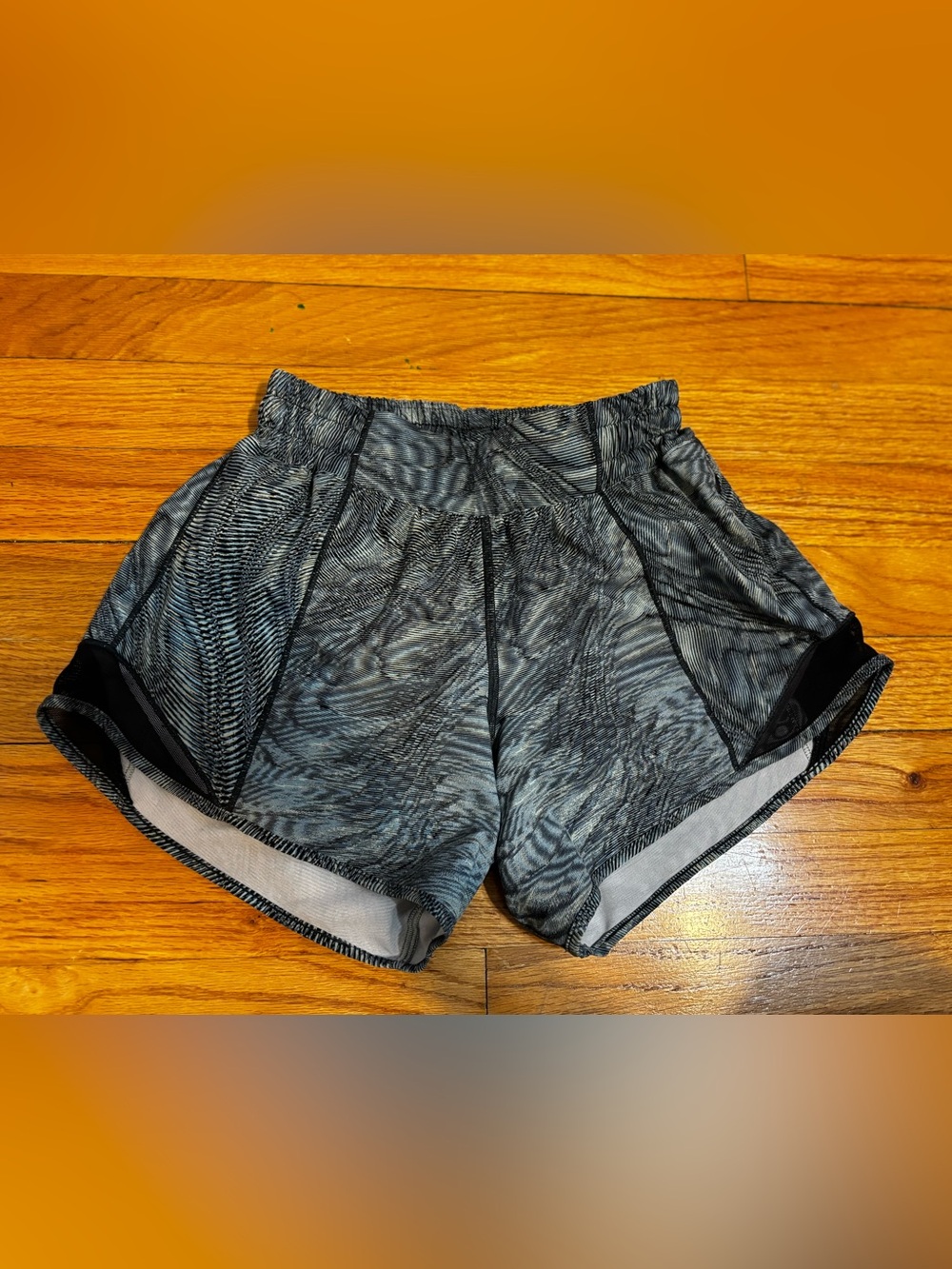 lululemon Hotty Hot Black Marble-Effect Athletic Shorts